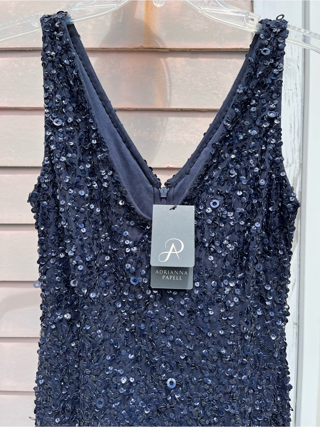 Adrianna Papell Navy Sequin Maxi Dress